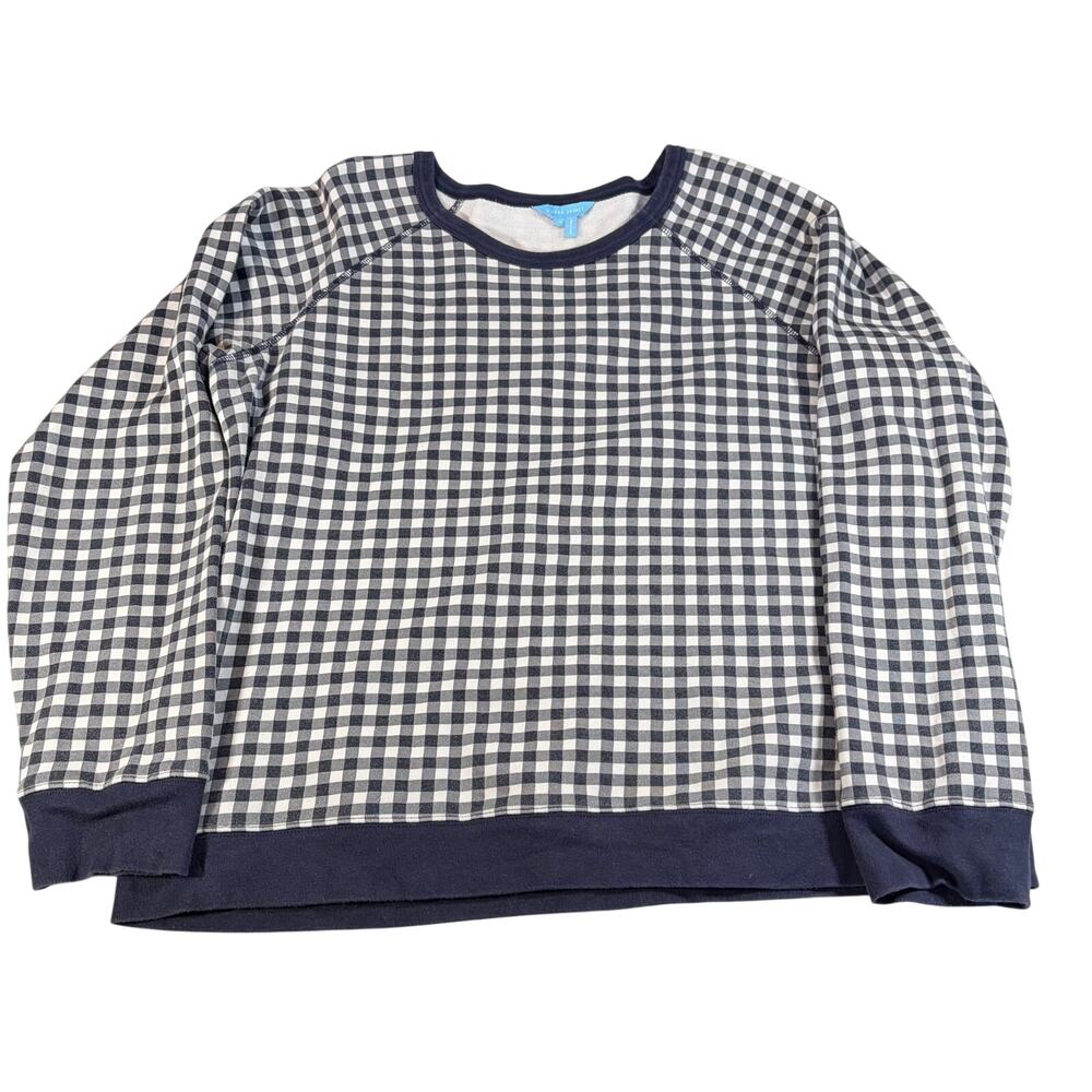 Draper James womens navy white gingham sweatshirt.  Size XXL. buffalo check 2XL